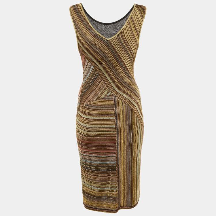 Pre Owned Missoni Multicolor Patterned Lurex Knit Midi Dress S