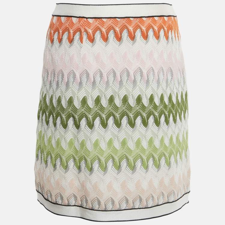 Pre Owned Missoni Multicolor Zig Zag Knit Mini Skirt S