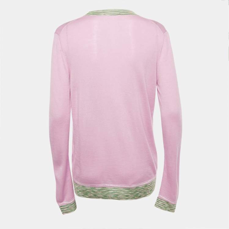 Pre Owned Missoni Pink Cashmere Knit Button Front Cardigan M