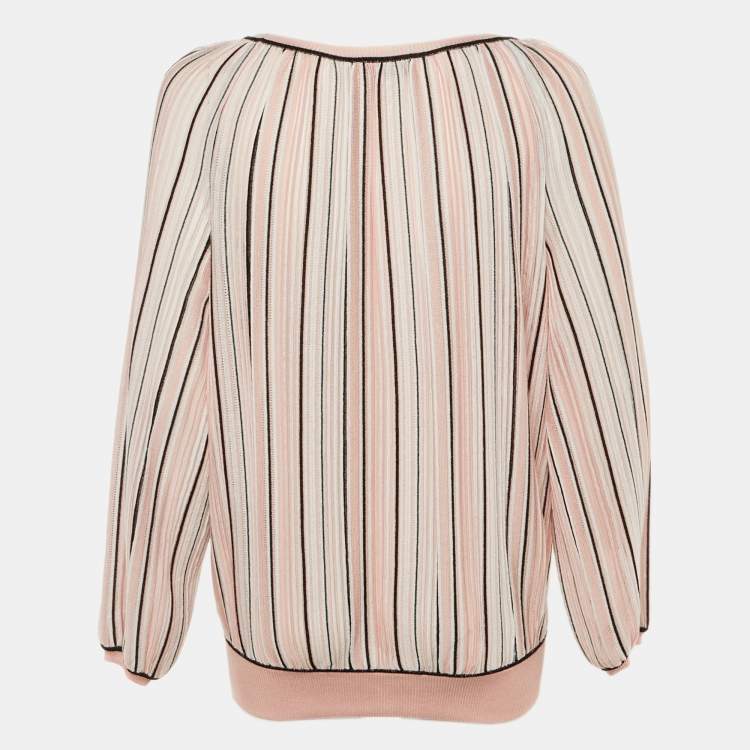 Pre Owned Missoni Pink Striped Knit Top M