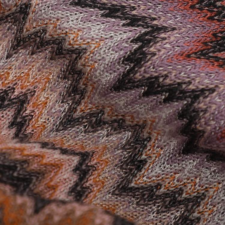 Pre Owned Missoni Multicolor Zig Zag Print Rib Knit Long Sleeve V Neck Midi Dress M