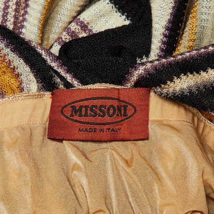 Pre Owned Missoni Multicolor Striped Knit Bow Detail  Top M