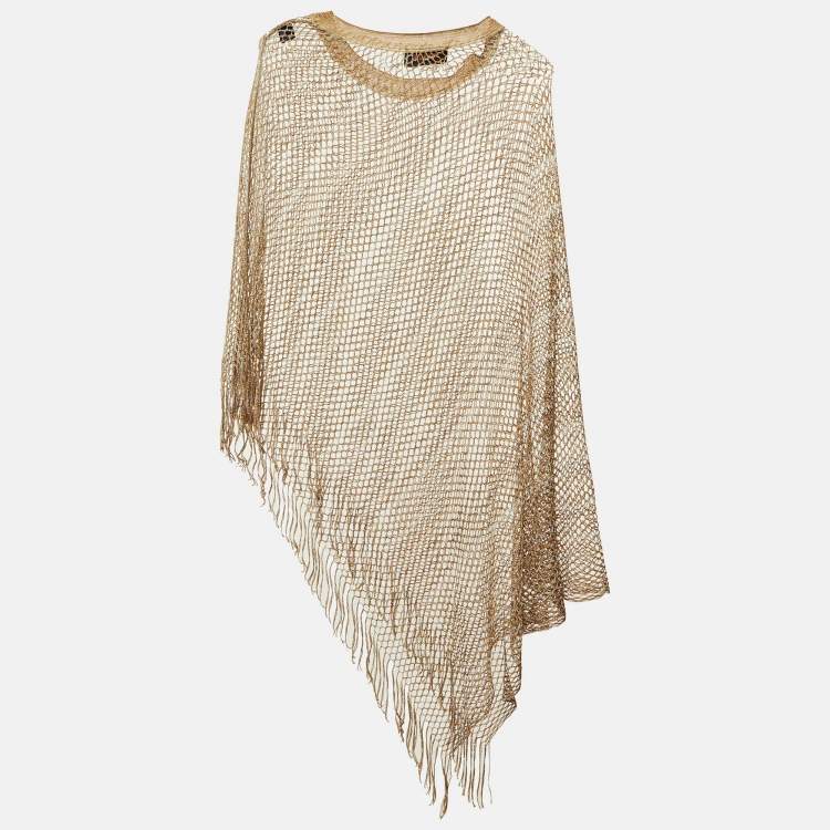 Pre Owned Missoni Beige Lurex Mesh Knit Poncho One Size