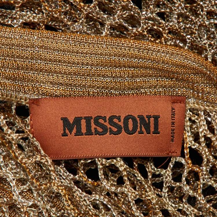 Pre Owned Missoni Beige Lurex Mesh Knit Poncho One Size