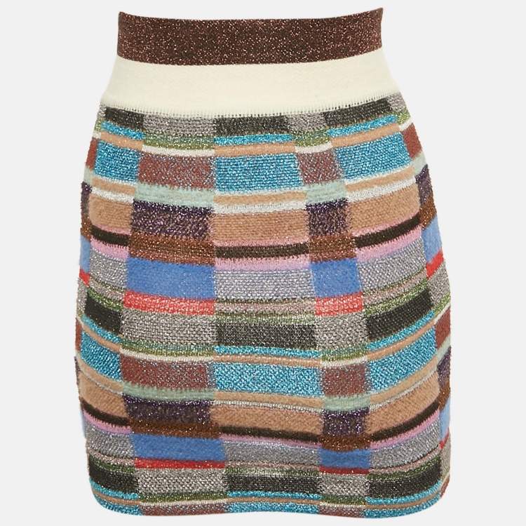 Pre Owned Missoni Multicolor Lurex Knit Mini Skirt S