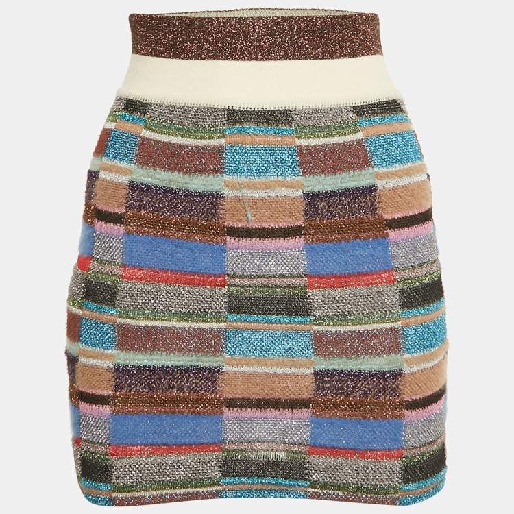 Pre Owned Missoni Multicolor Lurex Knit Mini Skirt S