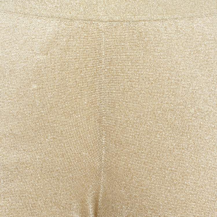 Pre Owned Missoni Beige Lurex Knit Wide-Leg Trousers S