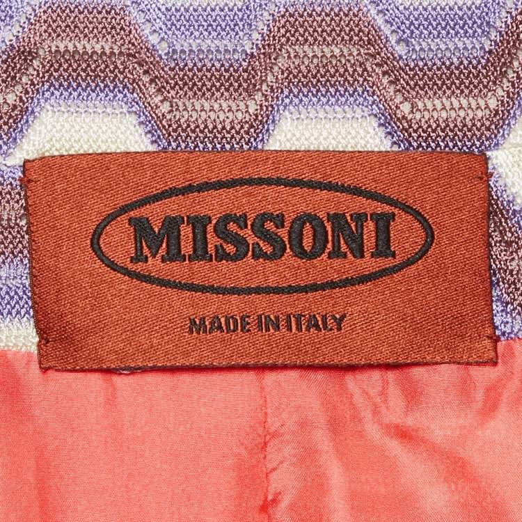 Pre Owned Missoni Multicolor Zig Zag Knit Open Front Coat M