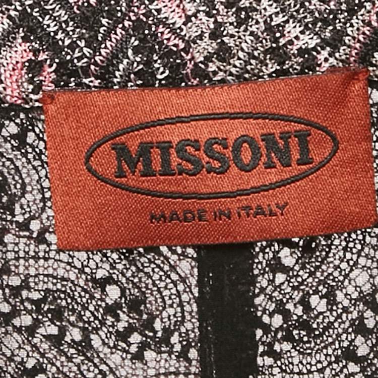 Pre Owned Missoni Pink Patterned Lurex Knit Faux Wrap Midi Dress L