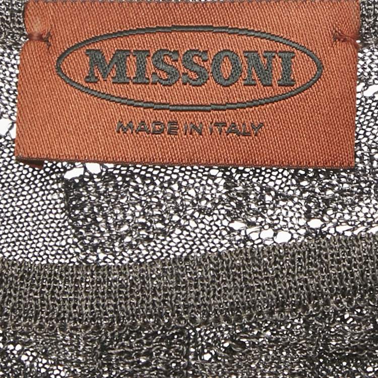 Pre Owned Missoni Brown Patterned Lurex Knit Midi Dress L