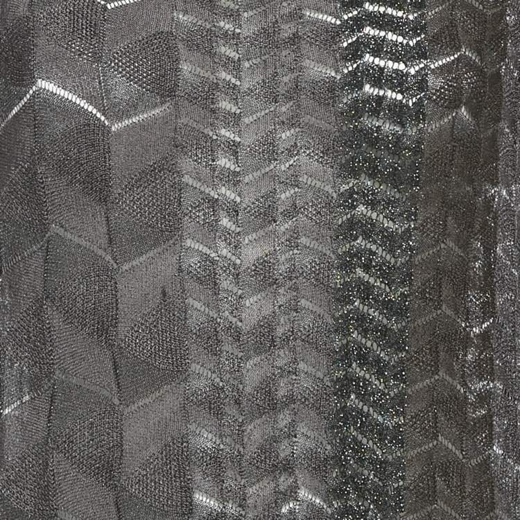 Pre Owned Missoni Brown Patterned Lurex Knit Midi Dress L