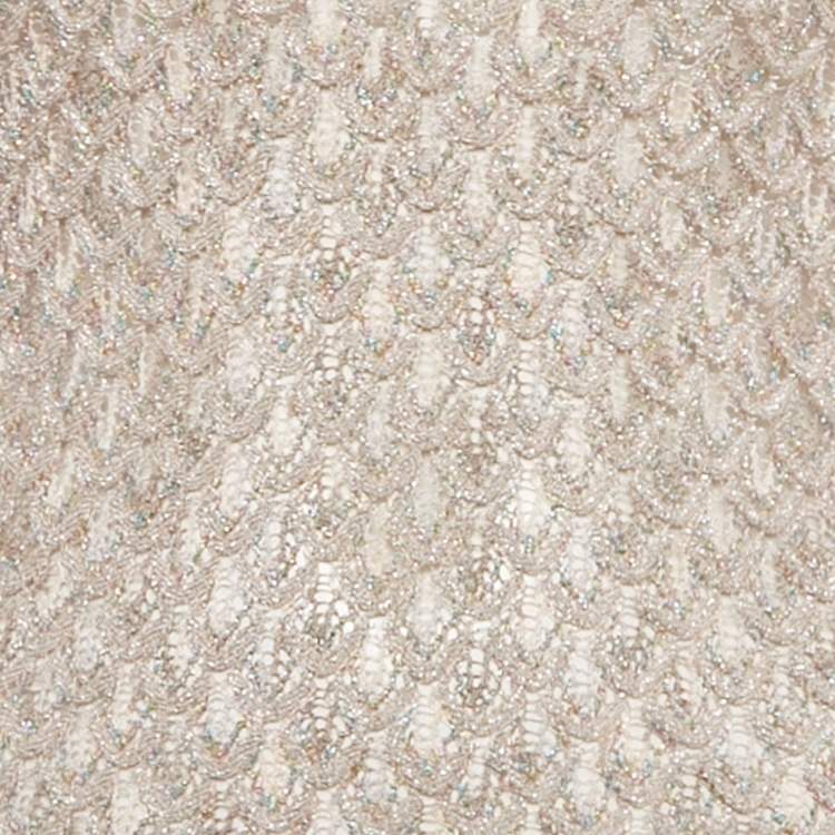 Pre Owned Missoni Beige Lurex Knit Ruched Maxi Dress L