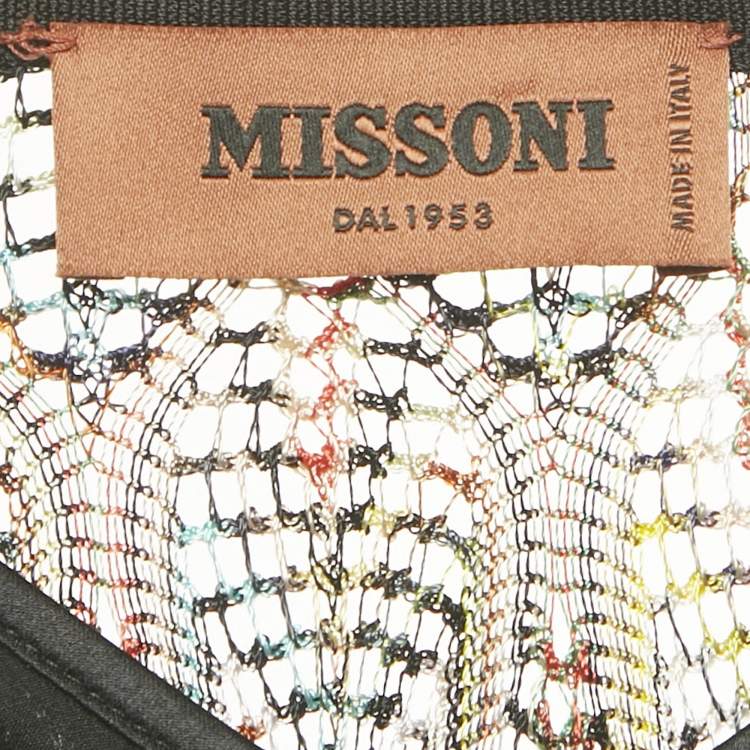 Pre Owned Missoni Dal Black Pattern Knit Lace-Up Kaftan Dress S