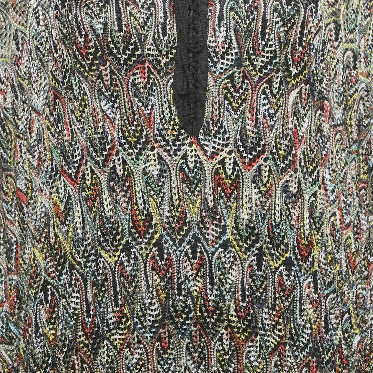 Pre Owned Missoni Dal Black Pattern Knit Lace-Up Kaftan Dress S