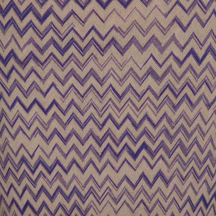 Pre Owned Missoni Beige Chevron Pattern Wool Maxi Skirt M