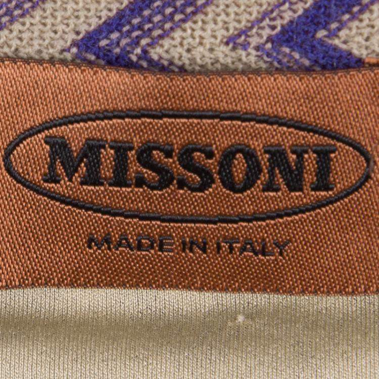 Pre Owned Missoni Beige Chevron Pattern Wool Maxi Skirt M