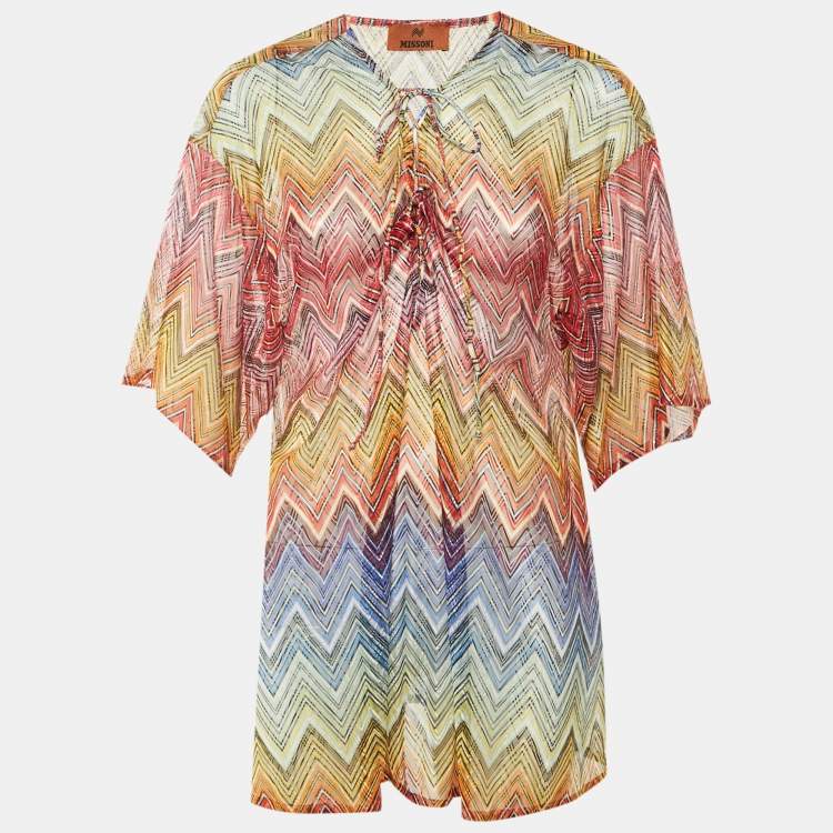 Pre Owned Missoni Multicolor Chevron Pattern Knit Cover Up Tunic M