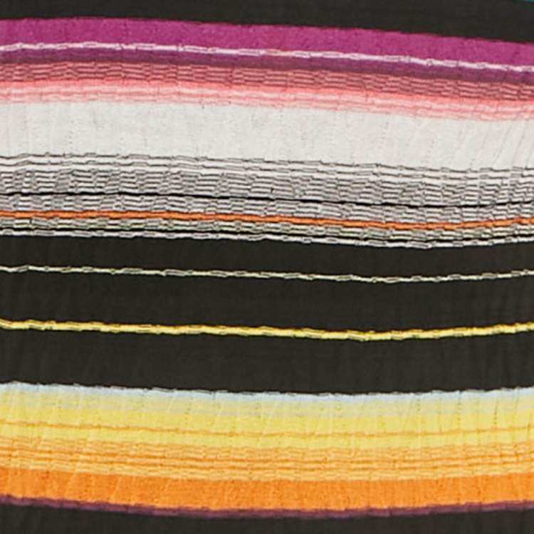 Pre Owned Missoni Black Striped Rib Knit Mini Dress S