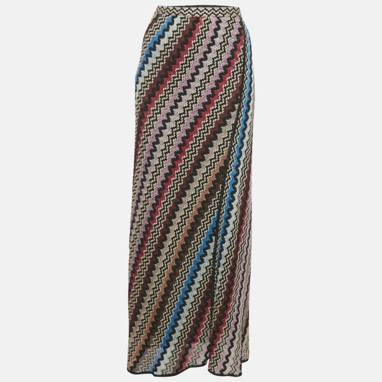 Pre Owned Missoni Multicolor Pattered Lurex Knit Maxi Skirt M