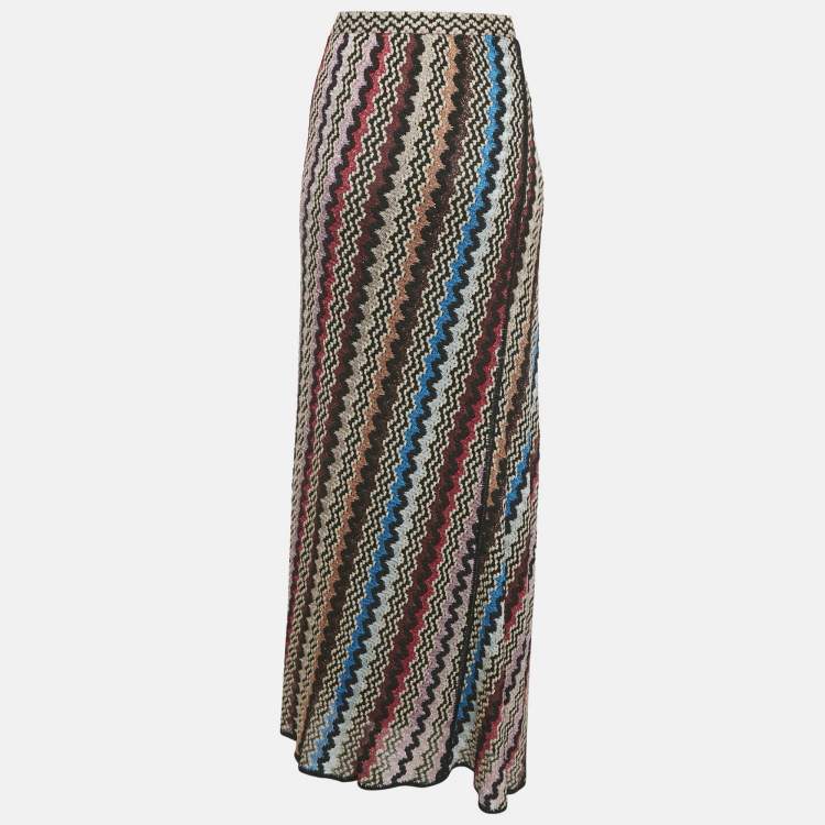 Pre Owned Missoni Multicolor Pattered Lurex Knit Maxi Skirt M
