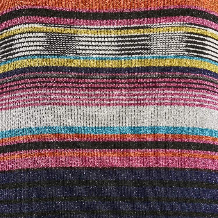Pre Owned Missoni Multicolor Striped Lurex Knit Long Dress M