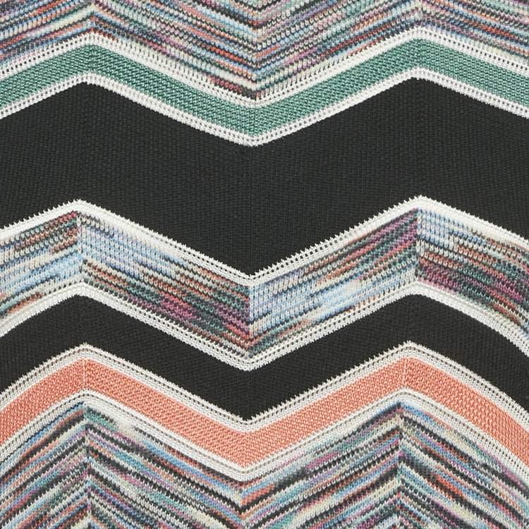 Pre Owned Missoni Multicolor Zig Zag Patterned Knit Mini Dress L