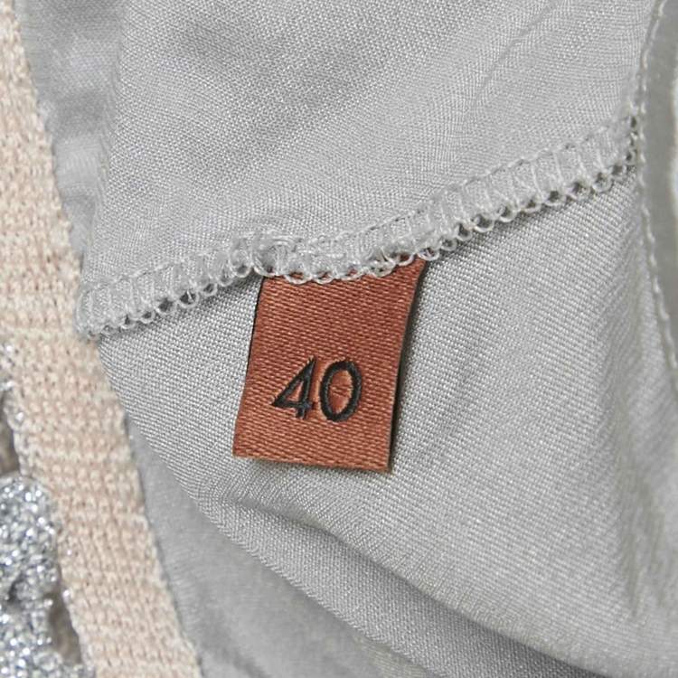 Pre Owned Missoni Silver Lurex Knit Kaftan Maxi Dress S