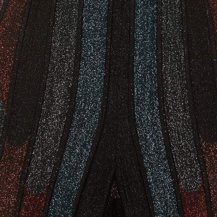 Pre Owned Missoni Multicolor Striped Lurex Knit Trousers M