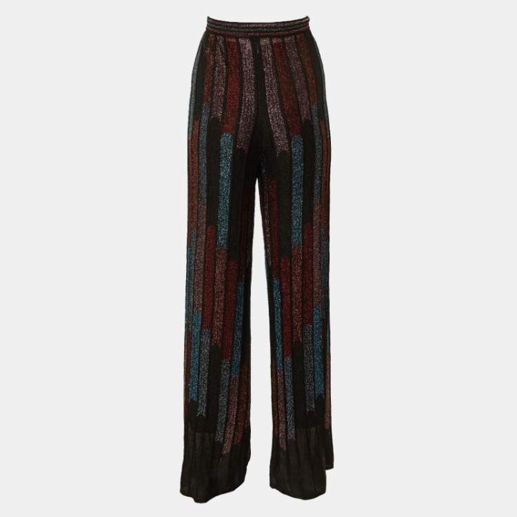 Pre Owned Missoni Multicolor Striped Lurex Knit Trousers M