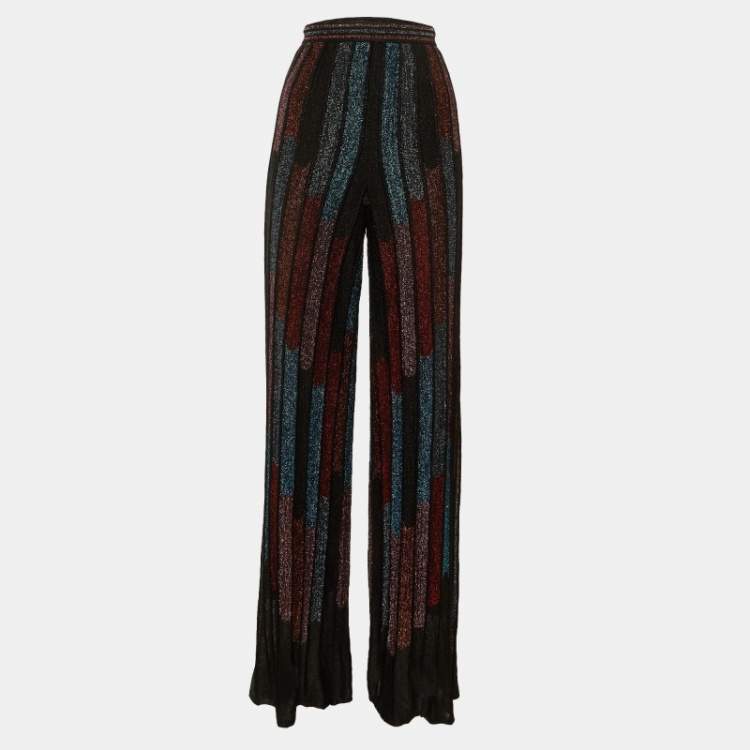 Pre Owned Missoni Multicolor Striped Lurex Knit Trousers M