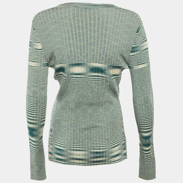 Pre Owned Missoni Teal Green Patterned Knit Cardigan S