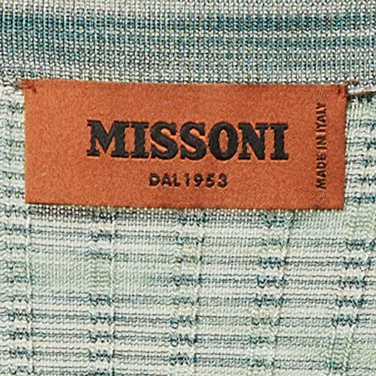 Pre Owned Missoni Teal Green Patterned Knit Cardigan S