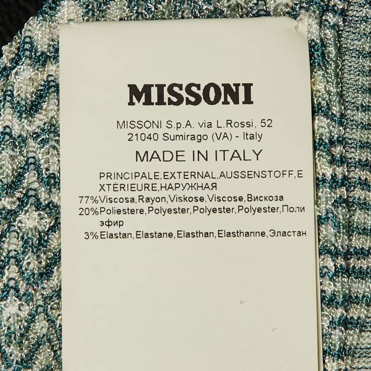 Pre Owned Missoni Teal Green Patterned Knit Cardigan S