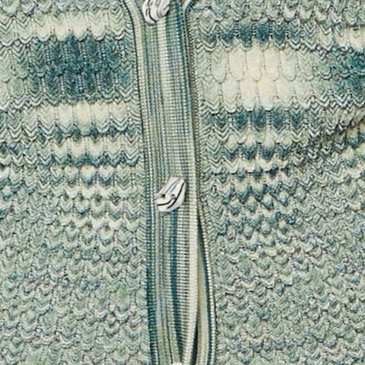 Pre Owned Missoni Teal Green Patterned Knit Cardigan S
