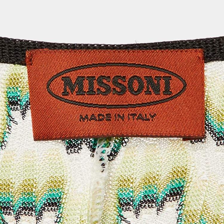 Pre Owned Missoni Green Embellished Printed Silk Overlay Maxi Dress S 