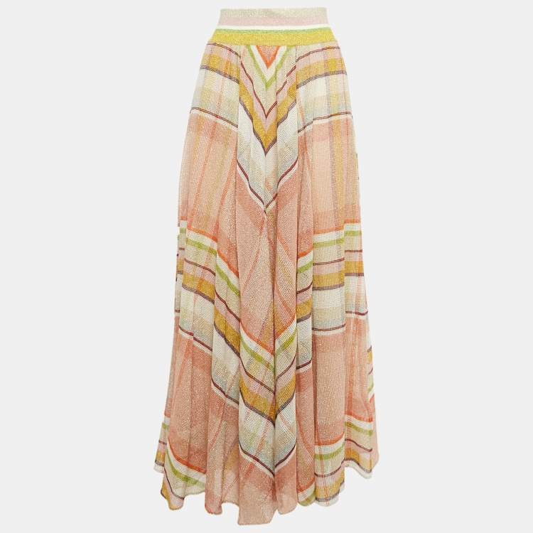 Pre Owned Missoni Multicolor Lurex Mesh Knit Maxi Skirt L
