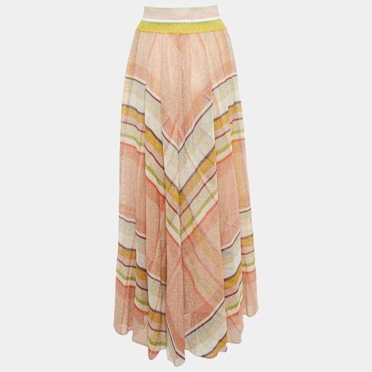 Pre Owned Missoni Multicolor Lurex Mesh Knit Maxi Skirt L