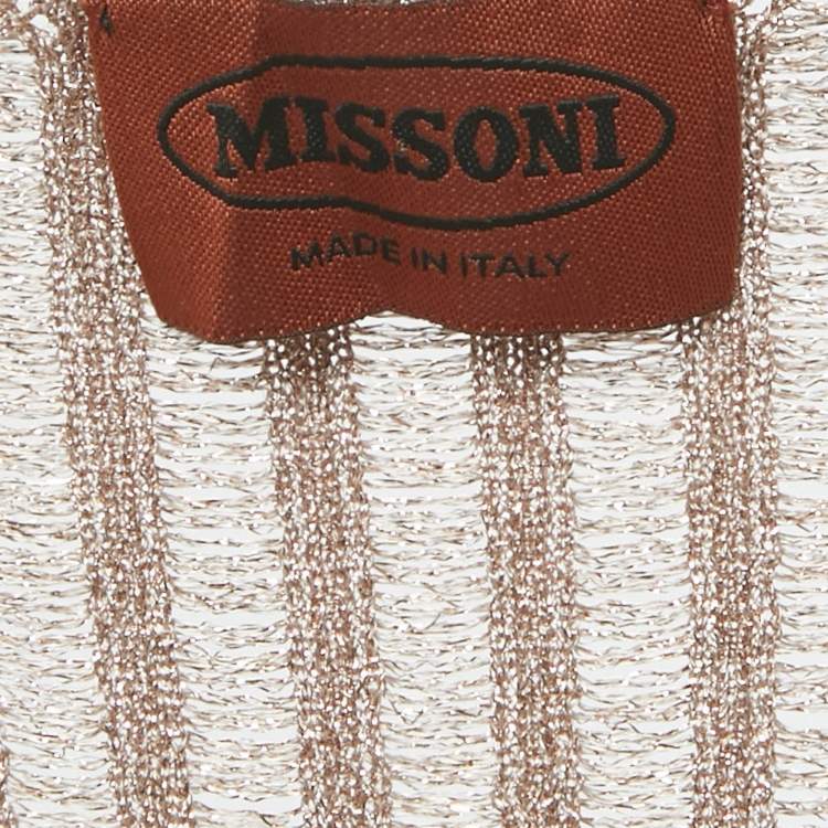 Pre Owned Missoni Metallic Lurex Knit V-Neck Top L