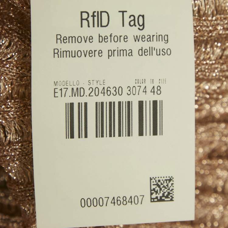 Pre Owned Missoni Metallic Lurex Knit V-Neck Top L