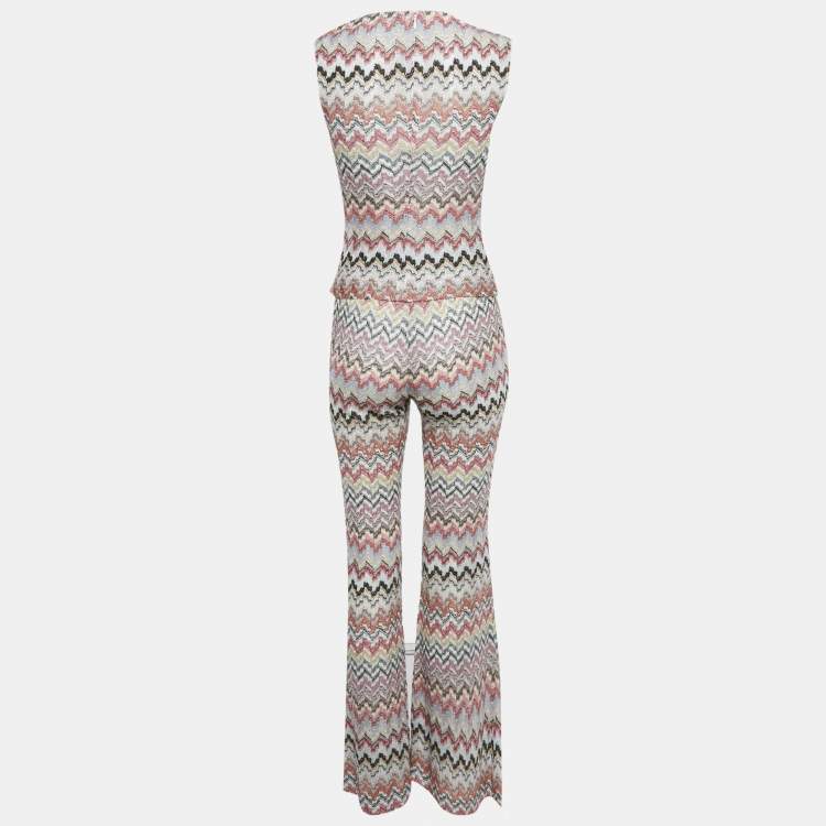 Pre Owned Missoni Multicolour Zig Zag Lurex Knit Top & Pants Set S