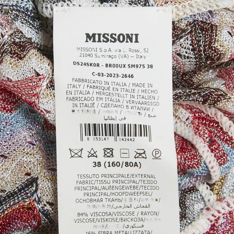 Pre Owned Missoni Multicolour Zig Zag Lurex Knit Top & Pants Set S