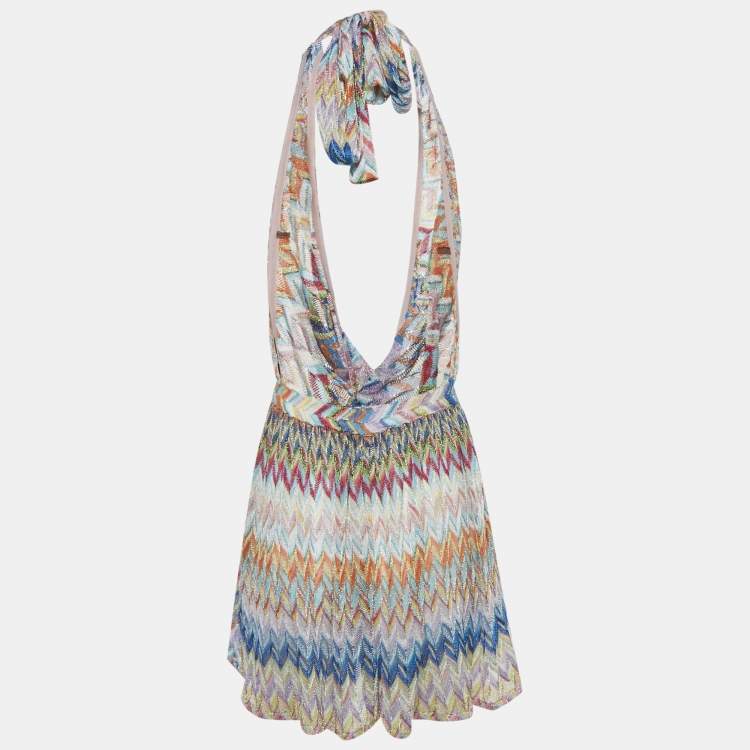 Pre Owned Missoni Multicolour Zig Zag Lurex Knit Playsuit XS