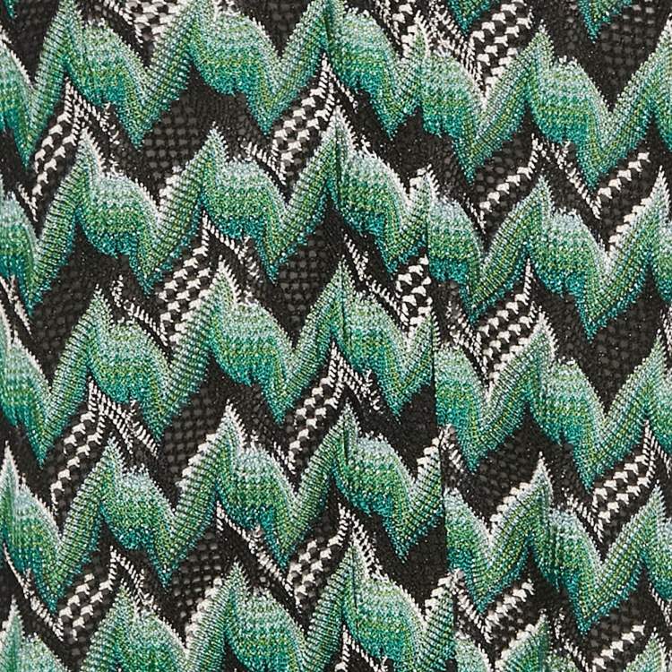Pre Owned Missoni Multicolored Zig Zag Lurex Knit Button Front Cardigan S
