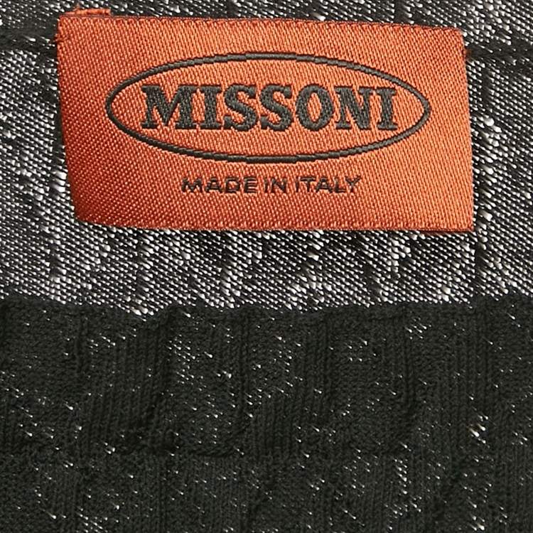 Pre Owned Missoni Black Textured Stretch Knit Crew Neck Top L