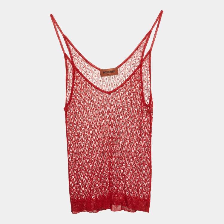 Pre Owned Missoni Red Open Knit Camisole S