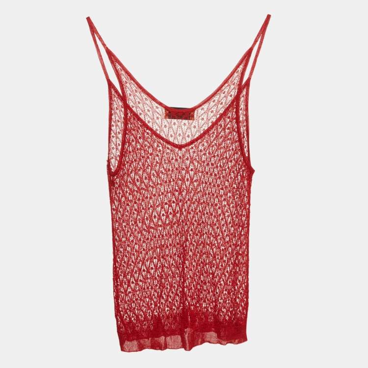 Pre Owned Missoni Red Open Knit Camisole S