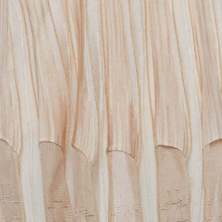 Pre Owned Missoni Beige Stretch Knit Flared Midi Skirt M