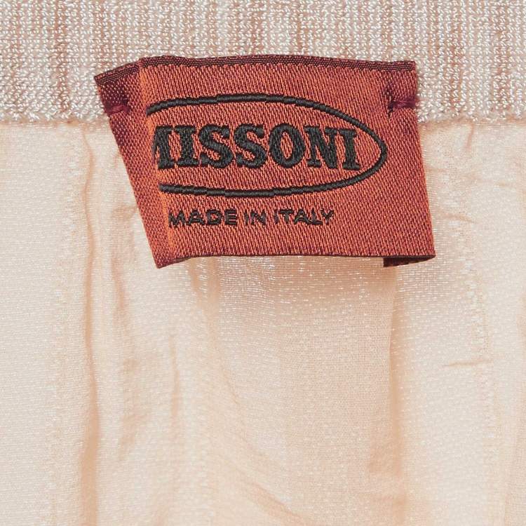 Pre Owned Missoni Beige Stretch Knit Flared Midi Skirt M