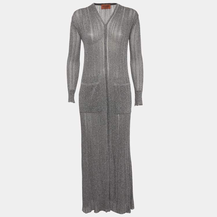 Pre Owned Missoni Silver Lurex Knit Maxi Dress S