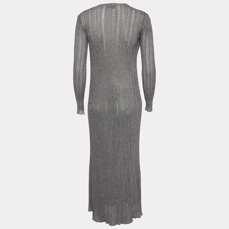 Pre Owned Missoni Silver Lurex Knit Maxi Dress S